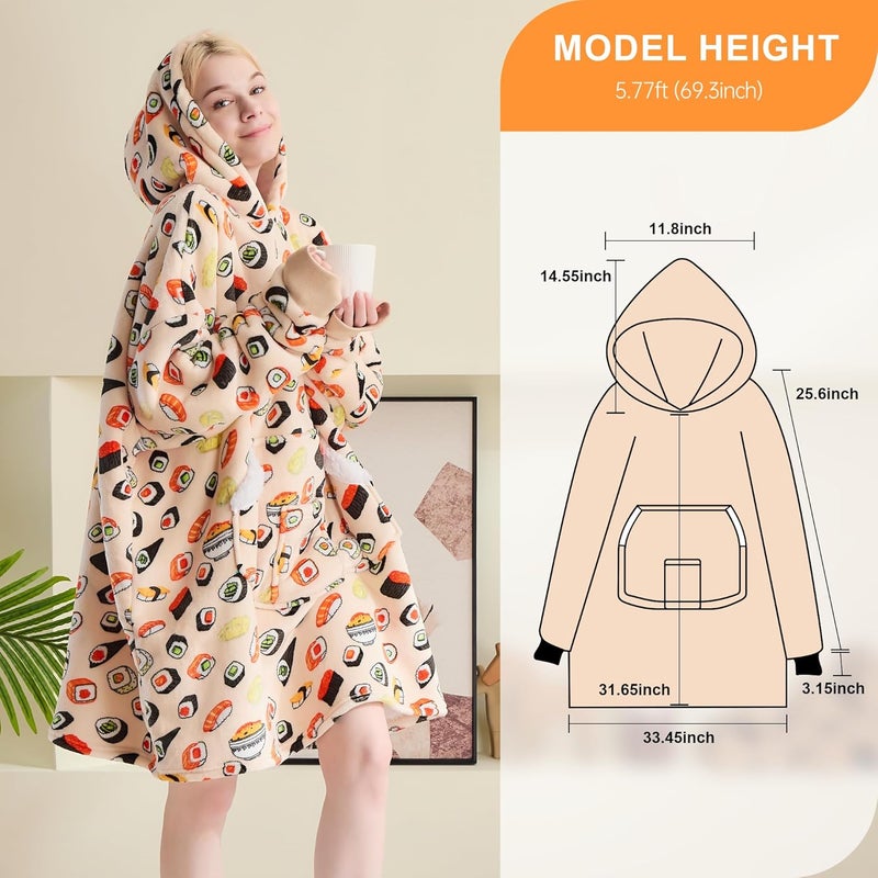 NORD ECO Wearable Blanket Hoodie for Adult Women, Oversized Sherpa Fleece Hooded Sweatshirt, Cozy Blanket Hoodie with Sleeves for Winter Gift (Standard, Beige) - Image 2